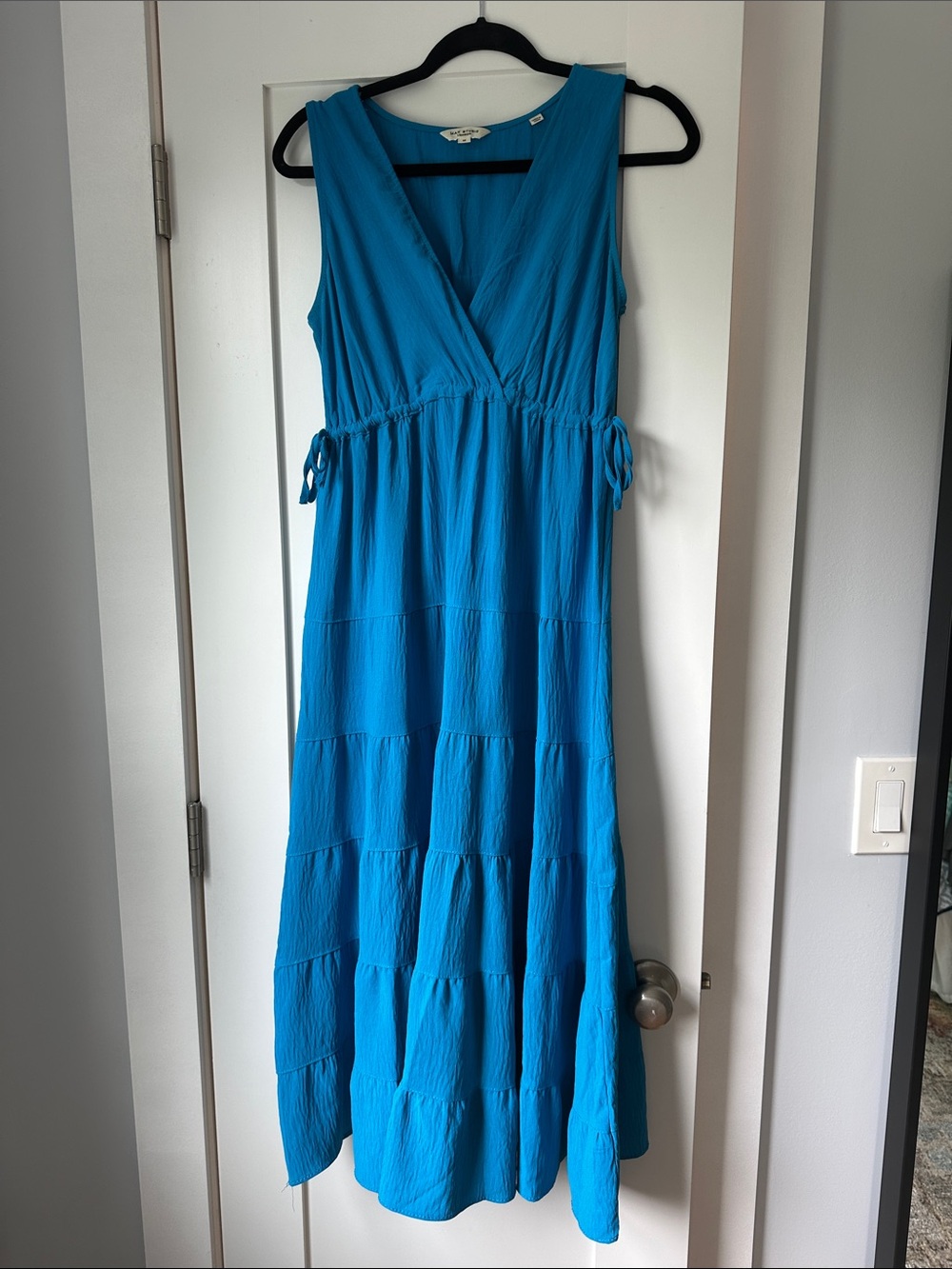 Max Studio Bright Turquoise Tiered Sleeveless Maxi Dress
